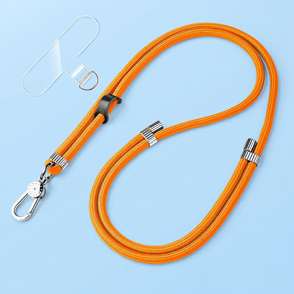 8mm Adjustable Nylon Phone Lanyard with Dual Direction Clips, Zinc Alloy Buckle Crossbody Neck Strap - Orange