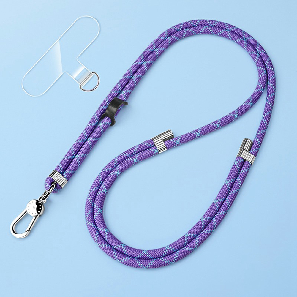 8mm Adjustanle Nylon Phone Lanyard Zinc Alloy Buckle Crossbody Neck Strap with Bidirectional Clip - Purple Blue