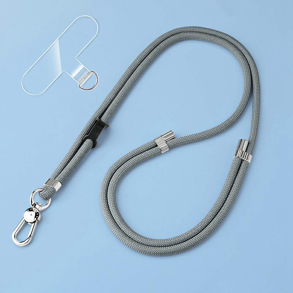 8mm Adjustanle Nylon Phone Lanyard Zinc Alloy Buckle Crossbody Neck Strap with Bidirectional Clip - Dark Grey