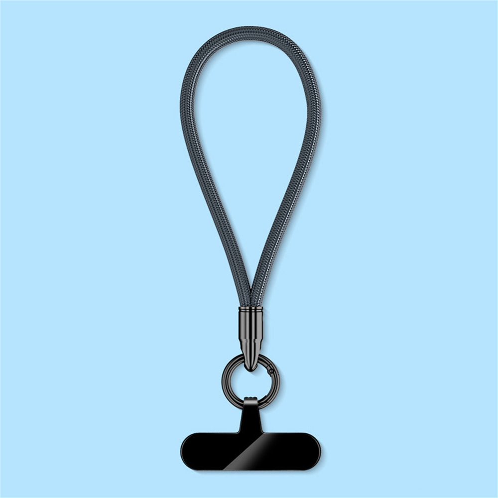 6mm Bullet-Shaped Phone Lanyard with Tether Tab, Detachable Buckle Cell Phone Wrist Strap - Dark Grey