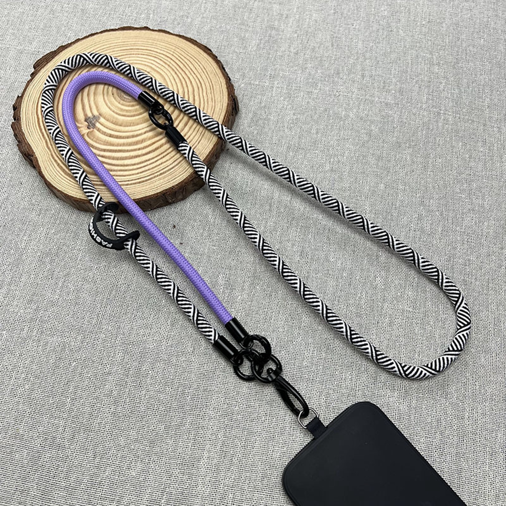 8mm Detachable Phone Strap Crossbody Neck Lanyard with Phone Tether Tabs for Outdoor - Black White Y