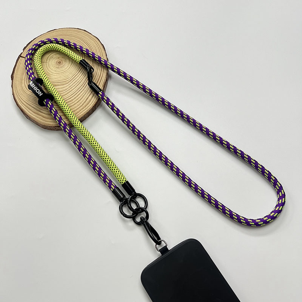 8mm Detachable Phone Strap Crossbody Neck Lanyard with Phone Tether Tabs for Outdoor - Purple Green