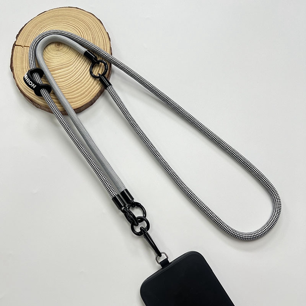 8mm Detachable Phone Strap Crossbody Neck Lanyard with Phone Tether Tabs for Outdoor - Black / White Grids