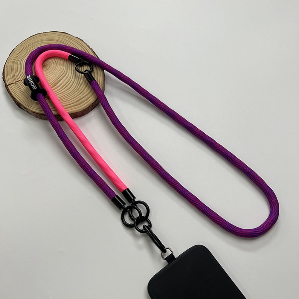 8mm Detachable Phone Strap Crossbody Neck Lanyard with Phone Tether Tabs for Outdoor - Rose Purple