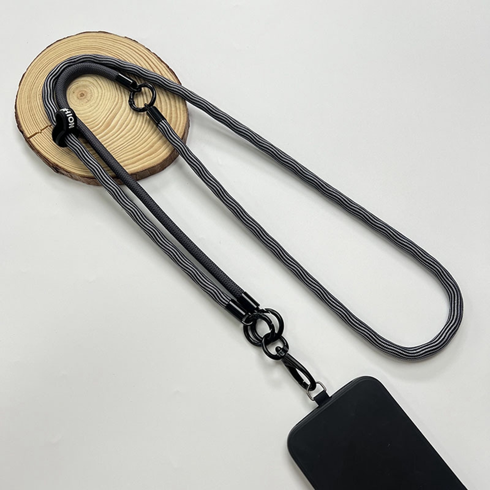 8mm Detachable Phone Strap Crossbody Neck Lanyard with Phone Tether Tabs for Outdoor - Black Grey