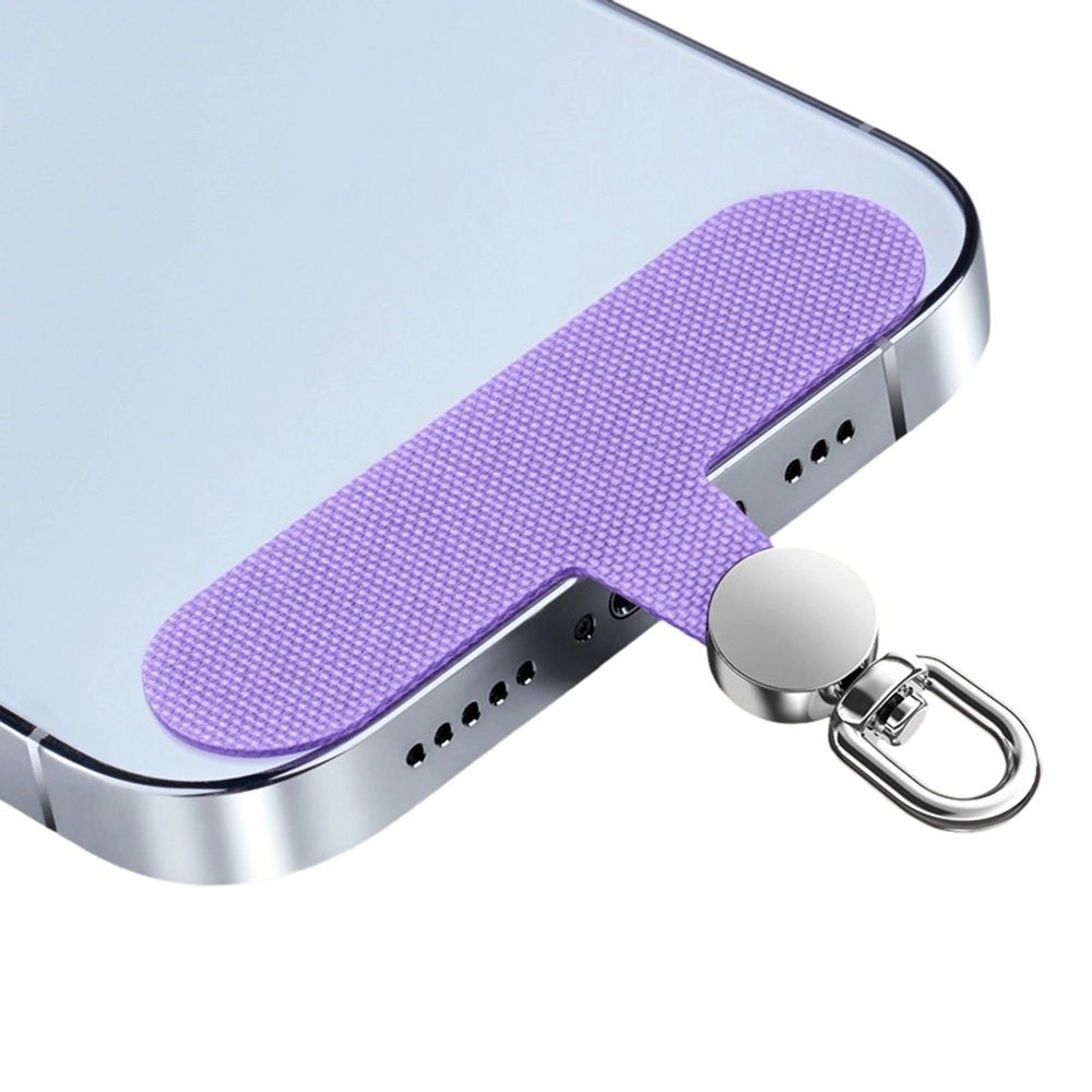 Oxford Cloth Phone Lanyard Tether Tab 360 Degree Rotation Stainless Steel D-Ring Strap Gasket - Silver Disc / Purple