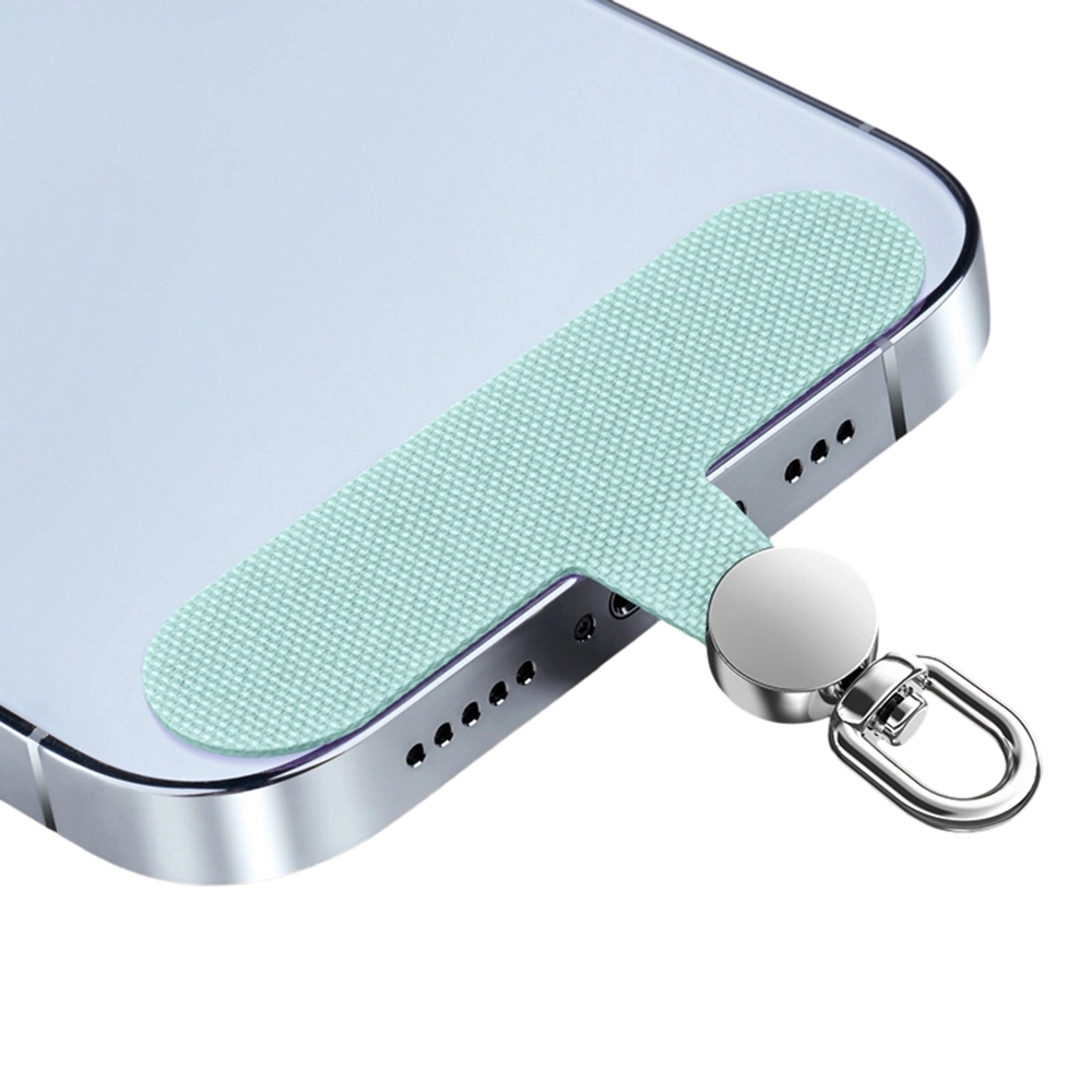 Oxford Cloth Phone Lanyard Tether Tab 360 Degree Rotation Stainless Steel D-Ring Strap Gasket - Silver Disc / Light Green