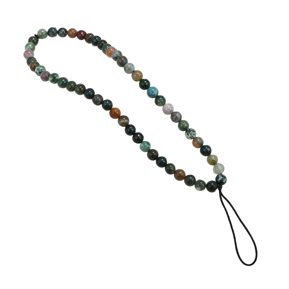 16cm Natural Stone Bead Phone Lanyard Wrist Strap Mixed Color Hand Chain Mobile Phone Accessories - Black Strap