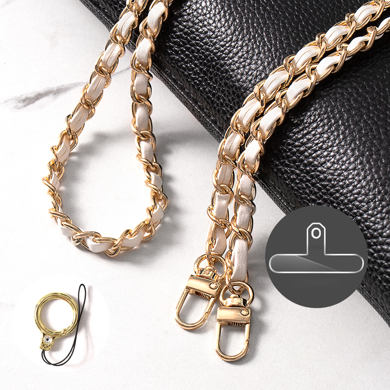 

Geldbeutelkettengurt 120 cm Telefon Crossbody Bag Chains Handtasche Schulterleder Mit Metallschnallen - Weiss, Universal