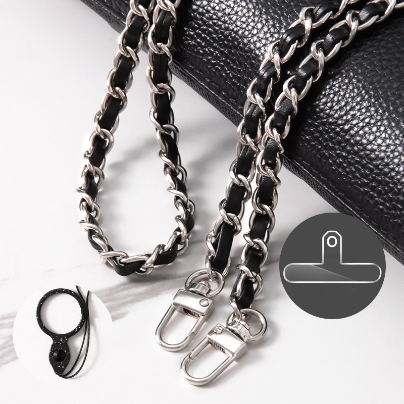 

Geldbeutelkettengurt 120 cm Telefon Crossbody Bag Chains Handtasche Schulterleder Mit Metallschnallen - Silber / Schwarz, Universal