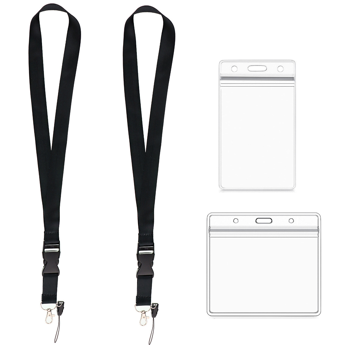 

2pcs Mobiltelefon Polyester Lanyard Mobiltelefonname Tag Badge Neckriemen Mit 2 Transparenter Kartenhalter, Universal