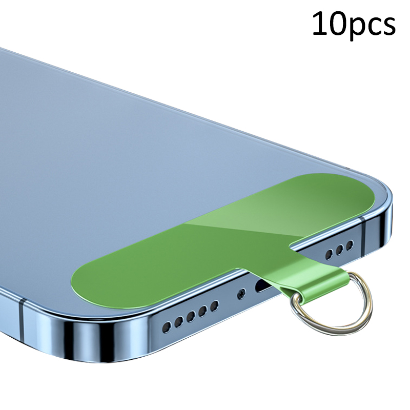 

10pcs / Pack Phone Lanyard Patch Universal Handy Tpu-tether-laschen Aufkleber Mit Anti-verlorener Metallring Für Telefonhandgelenkhalsriemen - Schwarzgrün, Universal