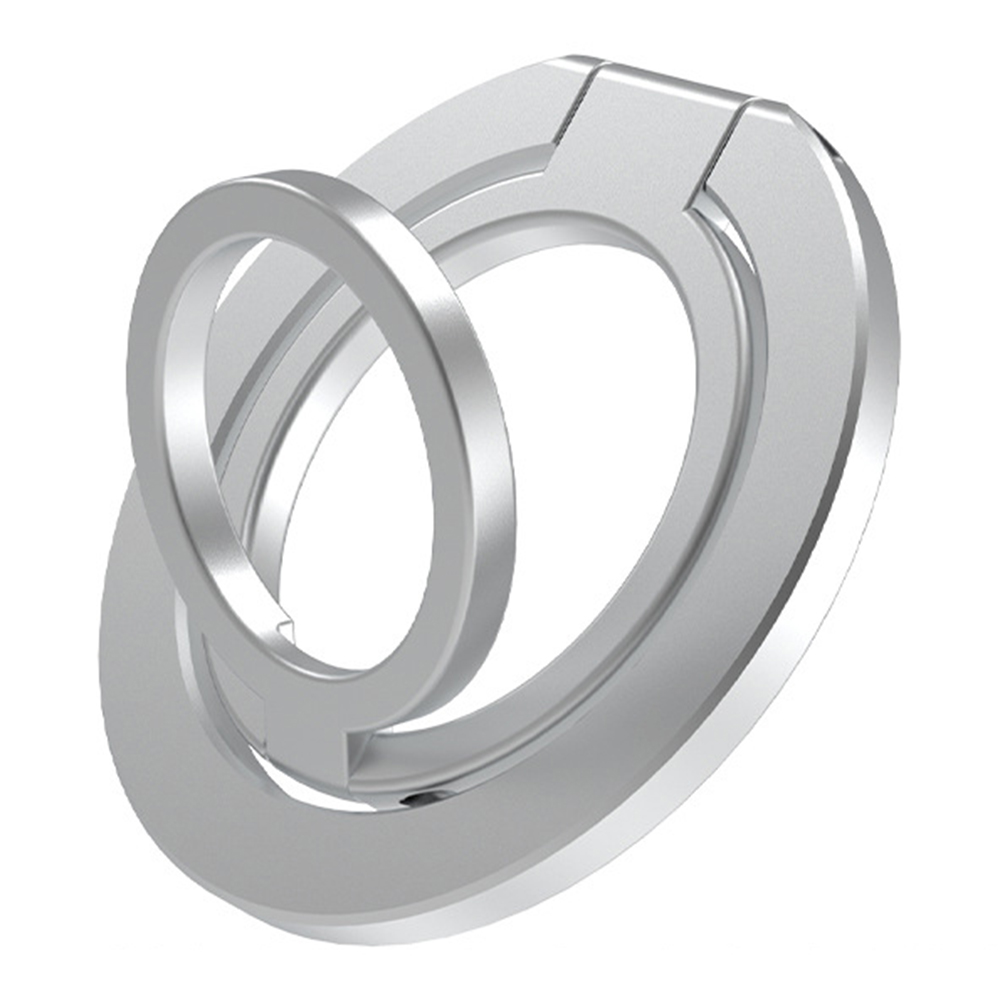 MP-38 Dual Ring Magnetic Phone Stand 125° Rotation Desktop Holder Double Sided Strong Magnet Phone Kickstand - Silver