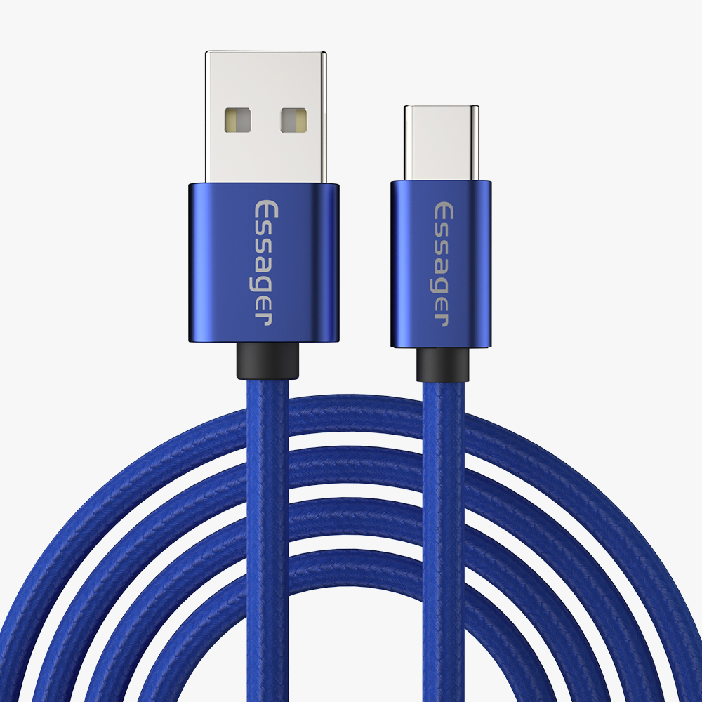 

ESSAGER Type C Charging & Data Transimission Braided Cable 0.25m - Blue, iPhone 12 mini