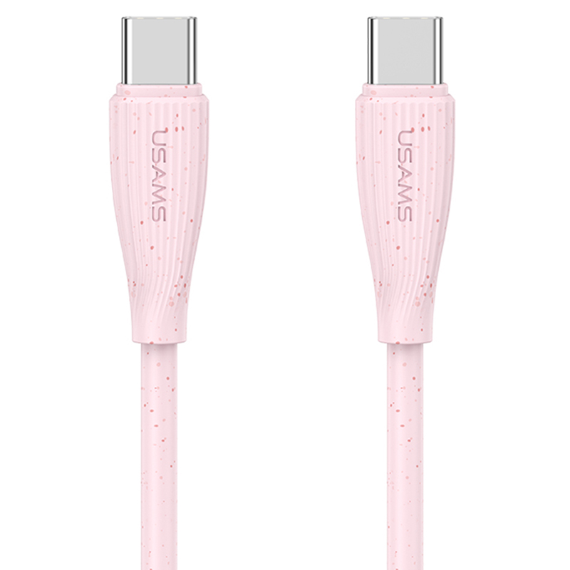 USAMS SJ716 Green Series 1m Type-C to Type-C Charge Cable 60W Fast Charging Data Cord - Pink