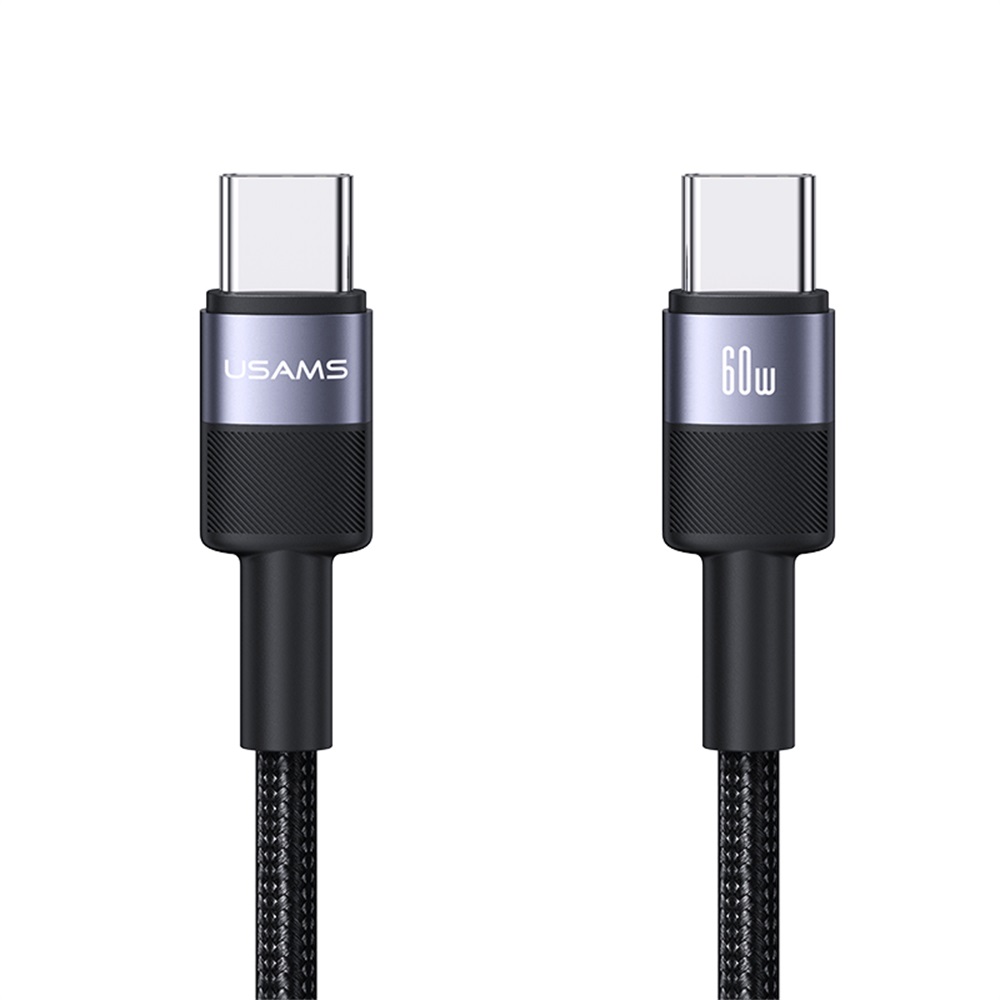 USAMS SJ724 SY Series 1.2m Type-C to Type-C Cable 60W Fast Charging Nylon Braided Data Cord - Tarnish