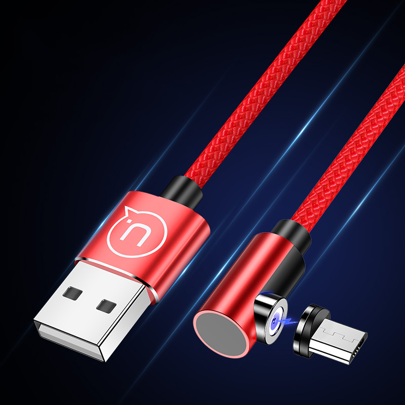 

USAMS 1M Elbow Shape Nylon Braided Magnetic Micro USB Charging Cable - Red, iPhone 12 mini
