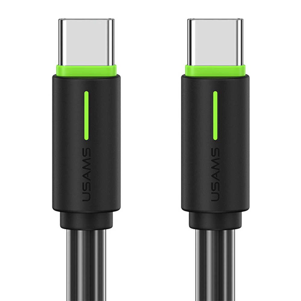 USAMS SJ734 1m 60W Type-C to Type-C Fast Charging Cable Bicolor PVC Data Sync Cord - Black