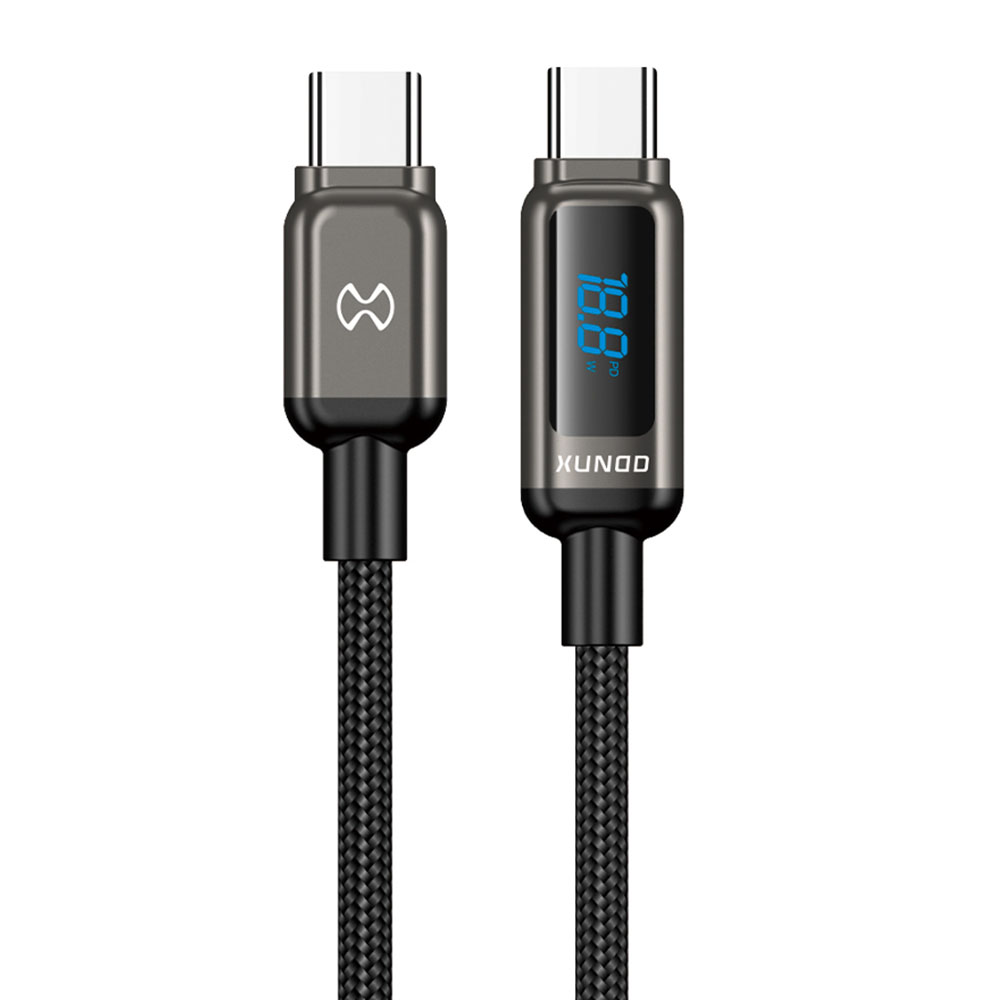 XUNDD XDDC-035 1m USB-C to USB-C Cable 60W Fast Charging Zinc Alloy Digital Display Braided Data Cord