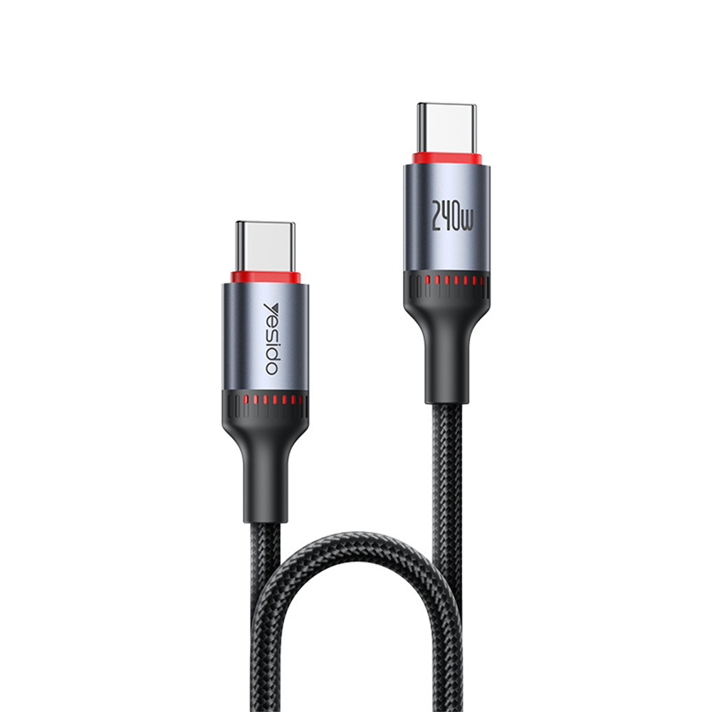 YESIDO CA185 1.2m Data Cable 240W Fast Charging USB C to USB C Braided Wire for Smartphone Tablet Laptop