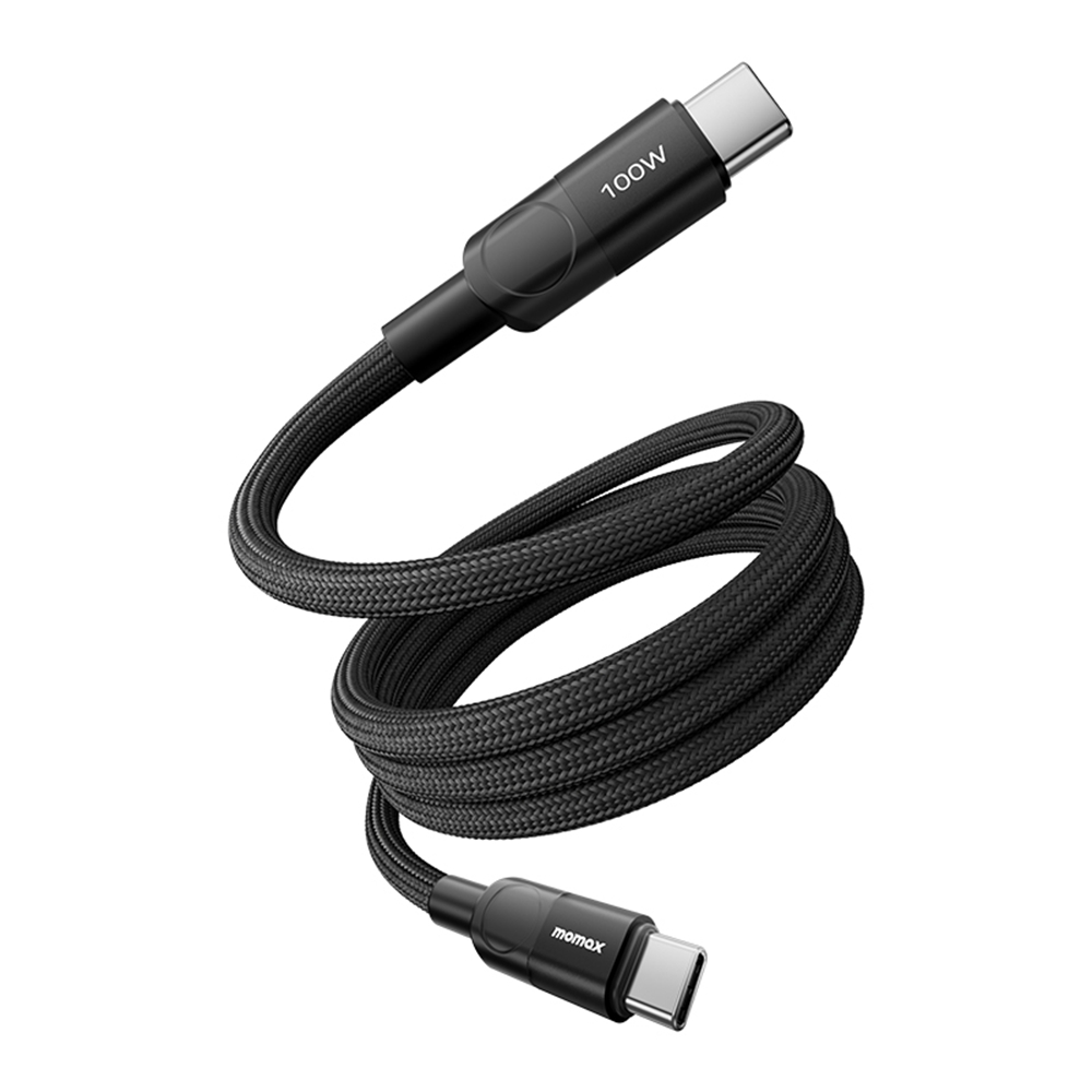 MOMAX Mag.Link 1m 100W Magnetic Braided Fast Charging Cable USB C to USB C Wire for Laptop / Phone / Tablet - Black