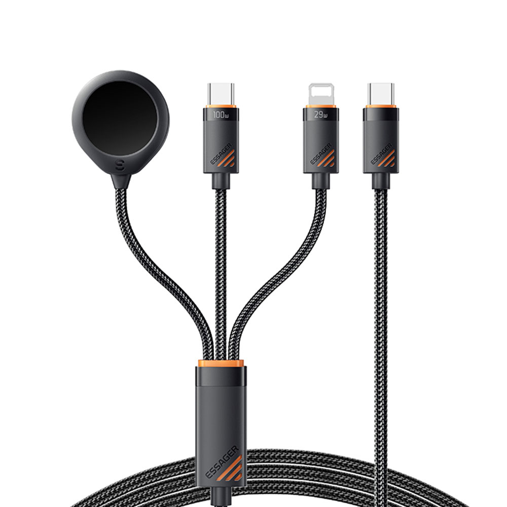 ESSAGER 3 in 1 Charging Cable for Watch  /  Phone  /  Type-C Devices PD 100W Fast Charging Data Cable