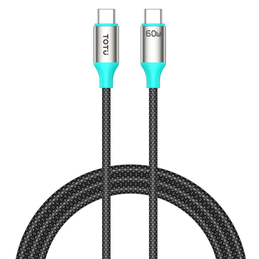 TOTU CB-21-CC 120cm USB-C to Type-C Cable 60W Fast Charging Data Sync Braided Cord