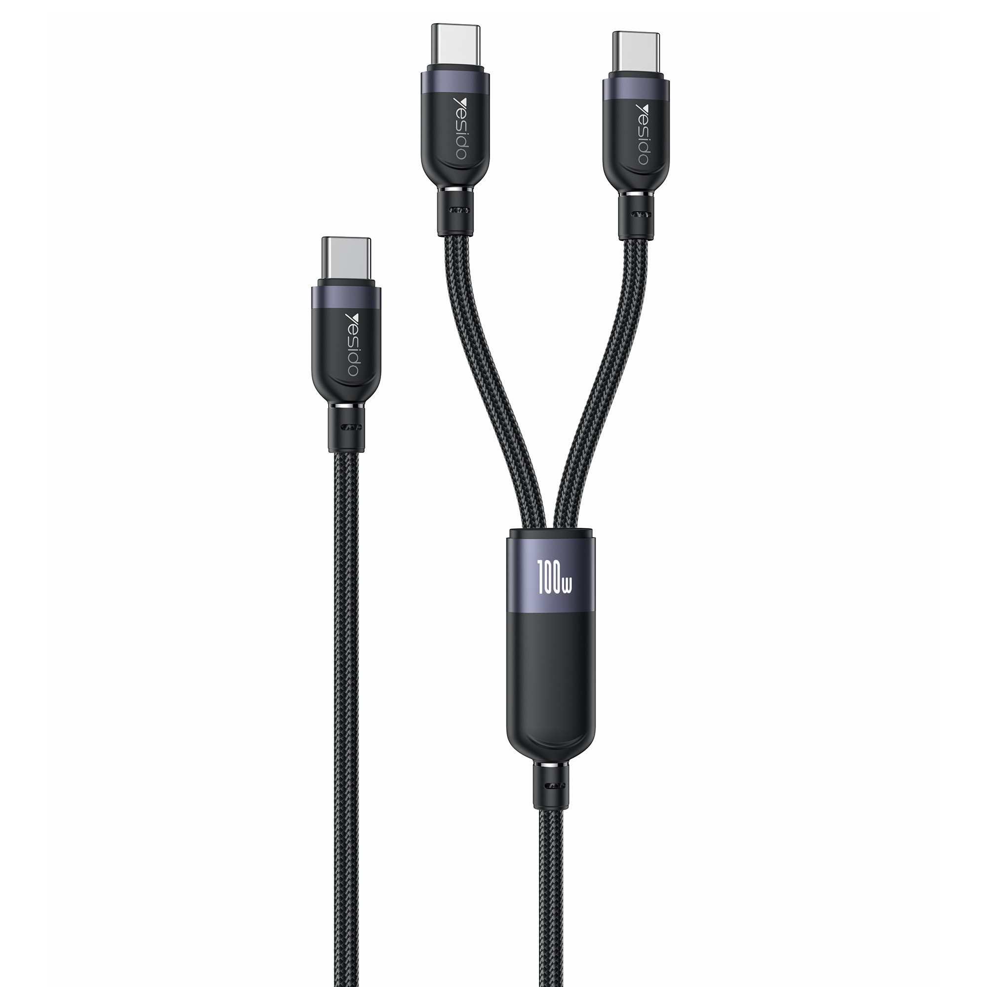 YESIDO CA92 2 in 1 USB C to Dual USB C Splitter Cable PD 100W Fast Charging Braided Wire