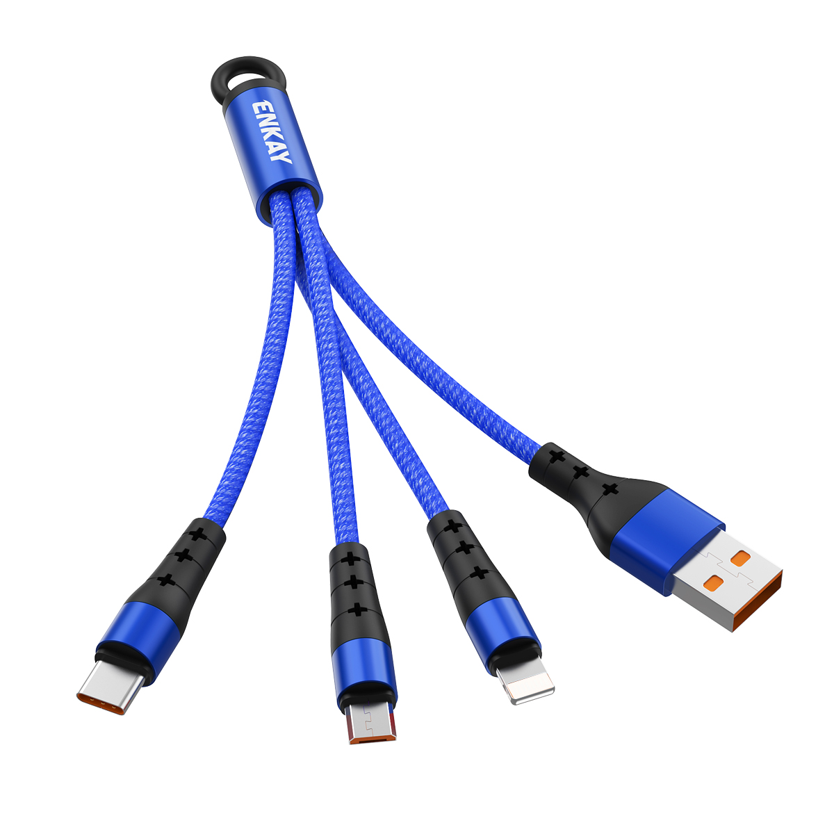 

Hut Prince Enkay Enk-cb400 Stoff Haut Runde Kabel Android/typ-c/apple 3 in 1 Mini Tragbares Ladekabel - Blau, iPhone 12 mini
