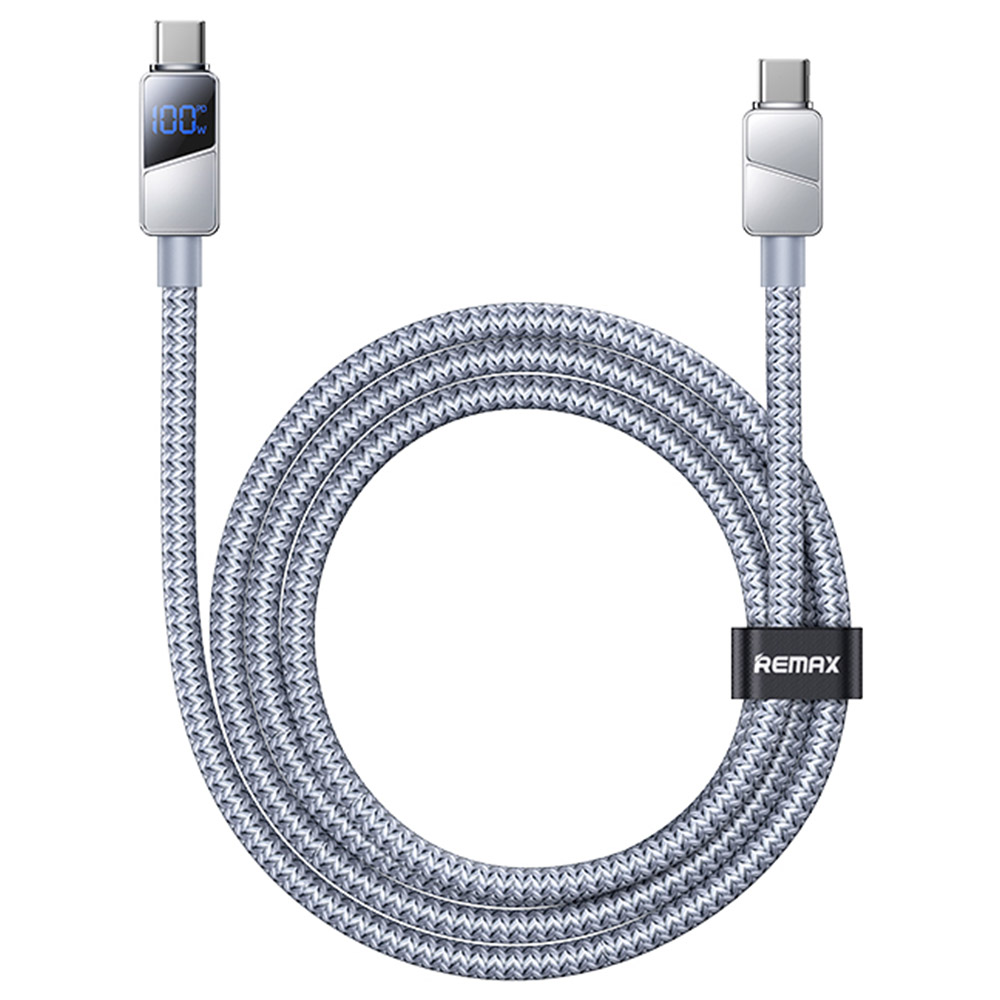 REMAX CB02 For USB-C Devices 100W Zinc Alloy Braided Data Cable With Digital Display 1.2M Fast Charging Cable