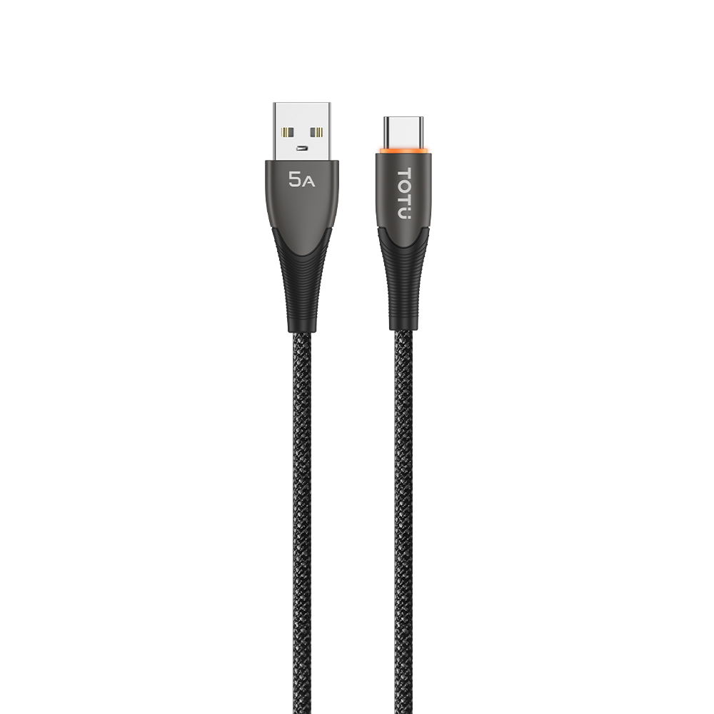 TOTU CB-17-T 120cm USB-A to Type-C Data Cable 25W Smart Auto Disconnect Braided Fast Charging Cord - Tarnish