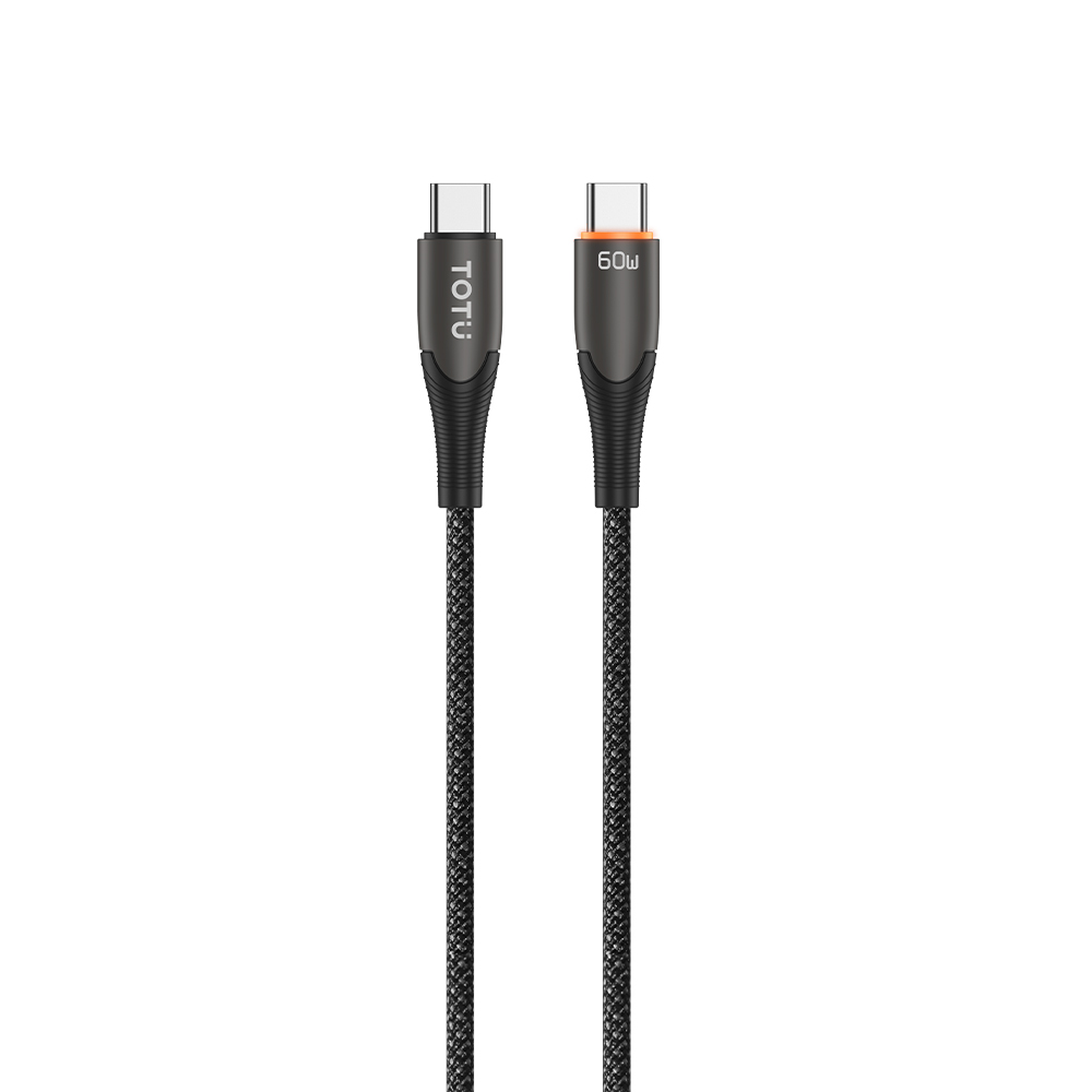 TOTU CB-17-CC 120cm USB-C to USB-C Data Cable 60W Smart Auto Disconnect Braided Fast Charging Cord - Tarnish