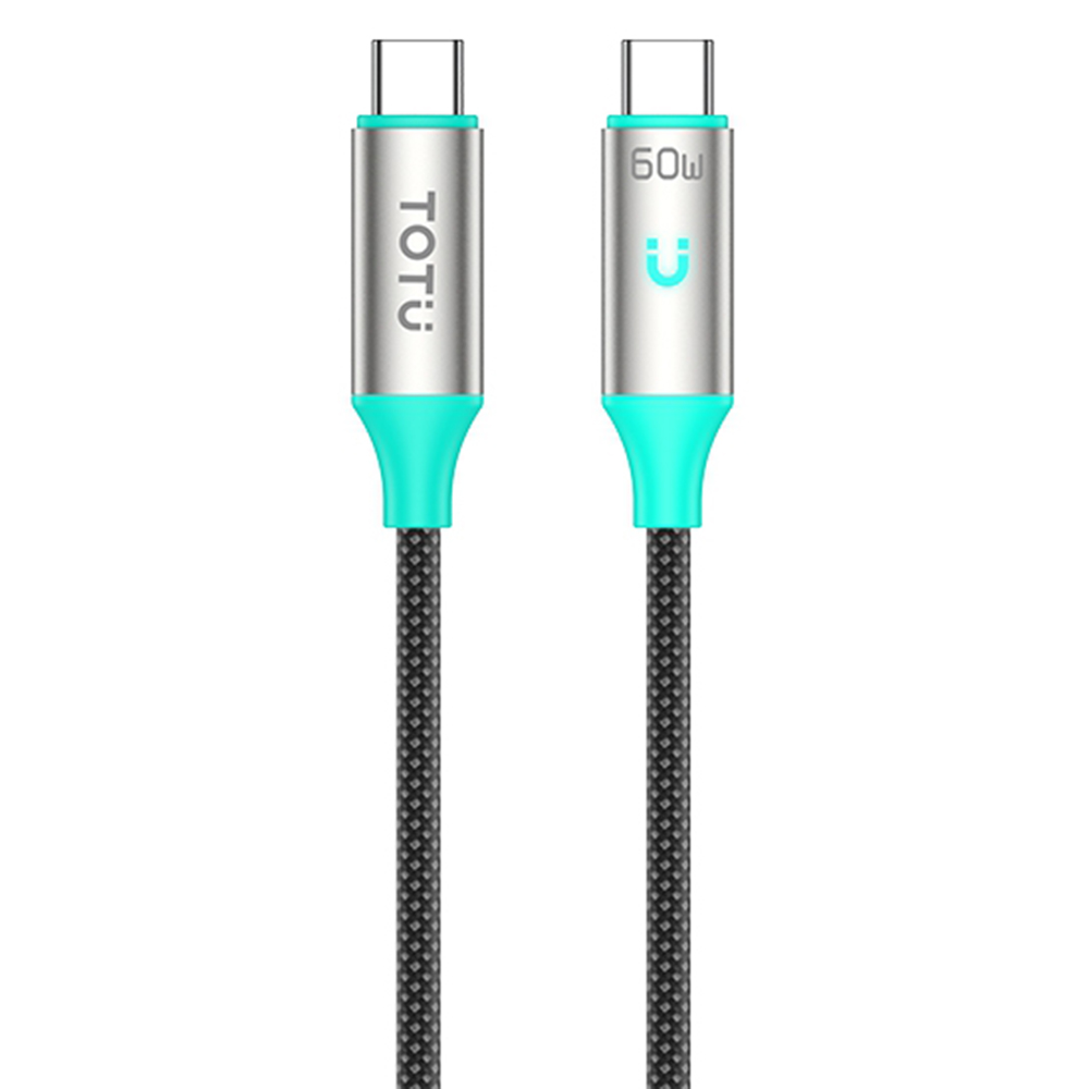 TOTU CB-22-CC 120cm USB-C to USB-C Data Cable 60W Fast Charging Smart Auto Disconnect Braided Cord - Starlight