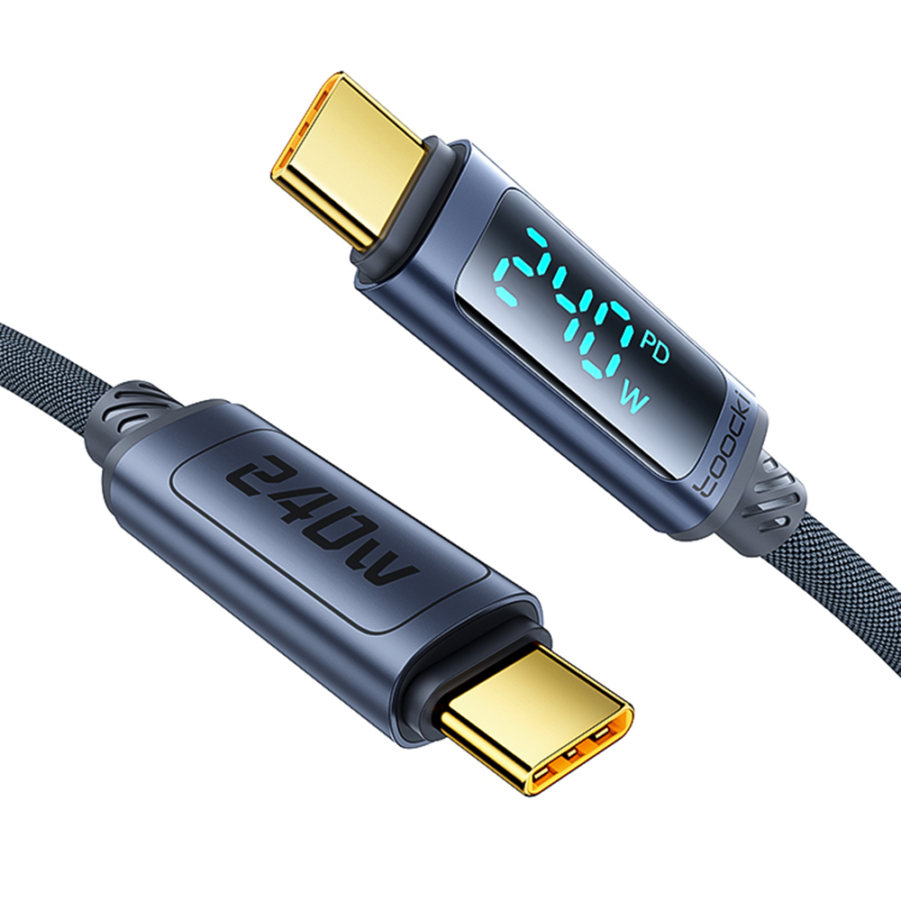 TOOCKI TQ-X57C4 2m USB C to USB C 240W PD Fast Charging Cable Digital Display Braided Data Cord