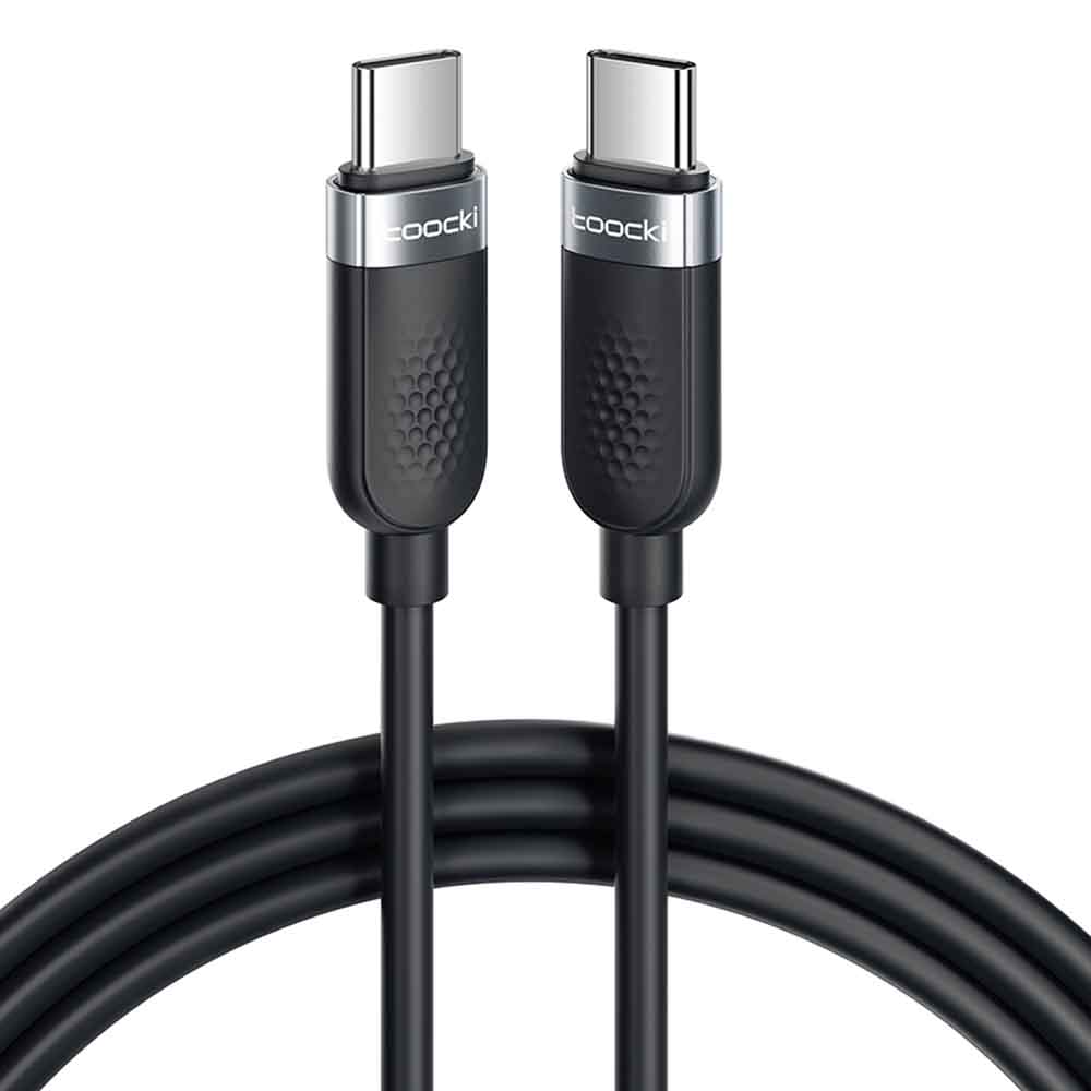 TOOCKI TQ-X90C3 1m 60W PD Fast Charging USB C to USB C Cable 480Mbps Silicone Data Cord - Black