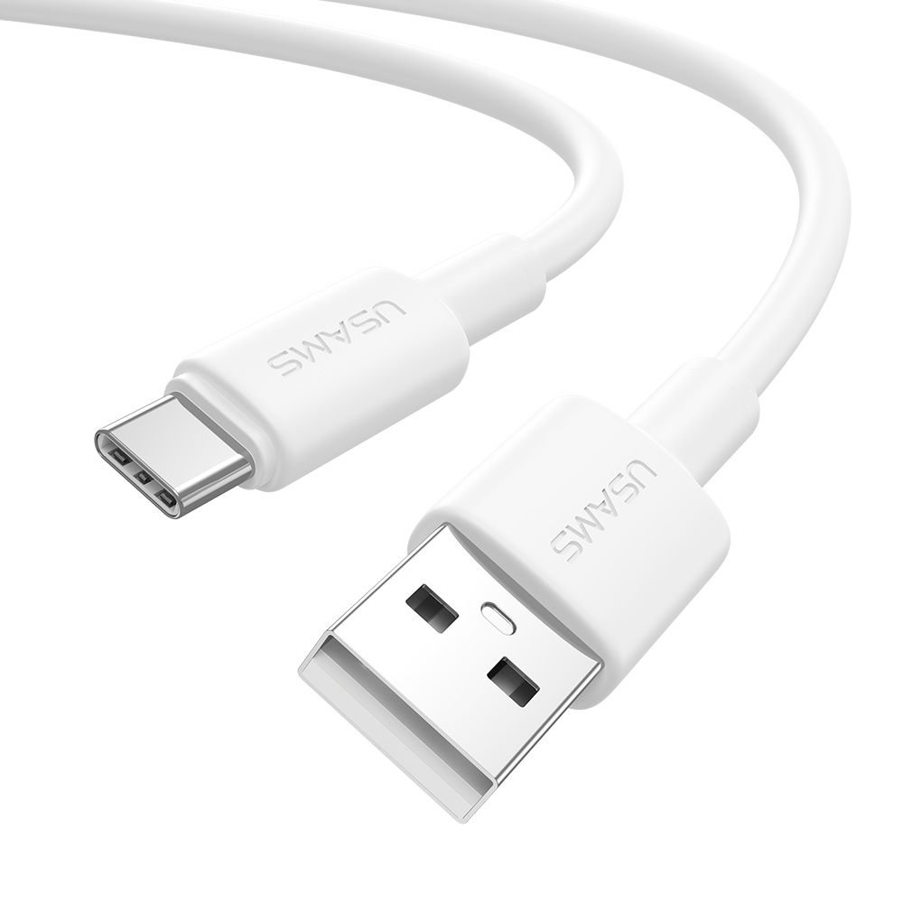 USAMS U90 SJ761 1m USB-A to Type-C Cable 3A Fast Charging Data Transfer Cord, 480Mbps Speed - White