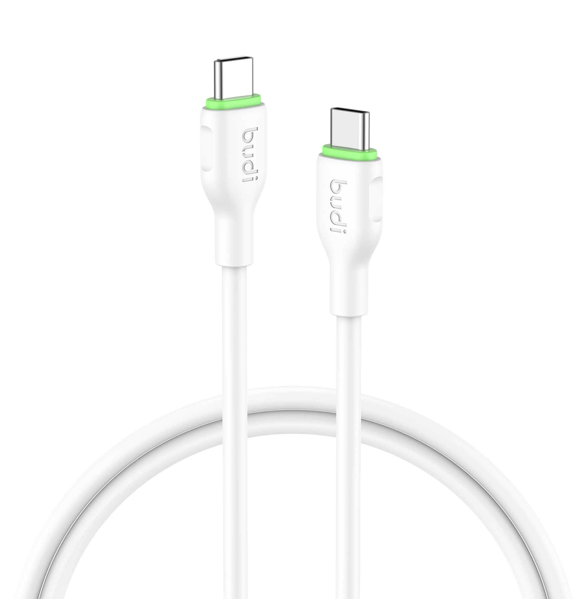 BUDI DC261TT21W 2.1m 65W Fast Charging Type C Cable Soft TPE USB C to USB C Data Cord