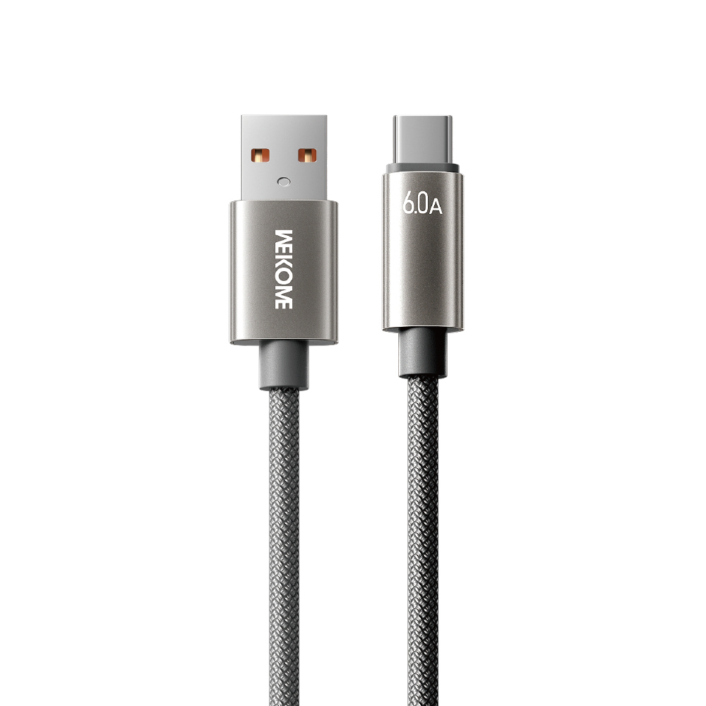 WEKOME WDC-63a USB to Type-C Charger Cable 1.2m 66W Fast Charging Data Transfer Braided Nylon Cord for Phone  /  Tablet - Grey