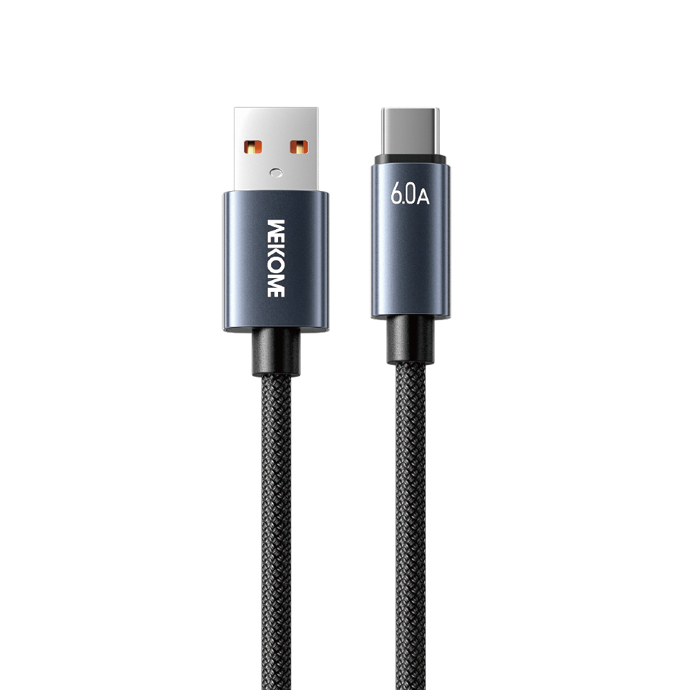 WEKOME WDC-63a USB to Type-C Charger Cable 1.2m 66W Fast Charging Data Transfer Braided Nylon Cord for Phone  /  Tablet - Black