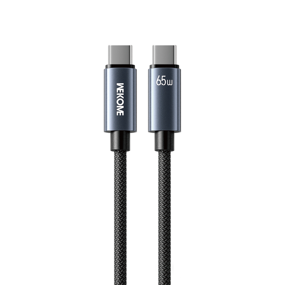 WEKOME WDC-64 Type-C to Type-C Charger Cable 1.2m PD 65W Fast Charging Cable 480Mbps Data Transfer Braided Cord - Black