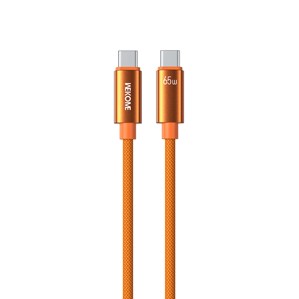 WEKOME WDC-64 Type-C to Type-C Charger Cable 1.2m PD 65W Fast Charging Cable 480Mbps Data Transfer Braided Cord - Orange