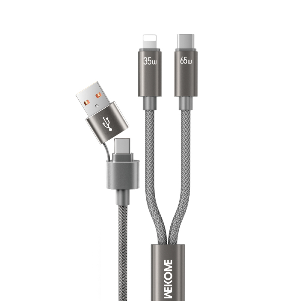 WEKOME WDC-66 USB  /  Type-C to Type-C  /  iP Cable 1.2m 3A 65W Super Fast Charging Data Sync Cord - Grey