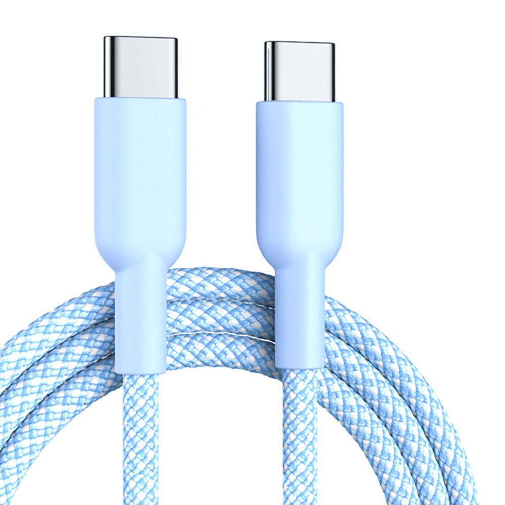 ENKAY HAT PRINCE 1m PD 60W Type-C to Type-C Cable Nylon Braided Charging Cord Data Transfer for iPhone 17  /  16  /  15 Series / Android - Blue