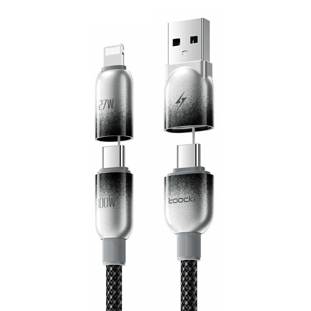 TOOCKI TX111A2 2m PD 100W USB-A to USB-C OLED Digital Display Data Cable Fast Charging Cable with E-Marker Chip for Laptop Phone - Black