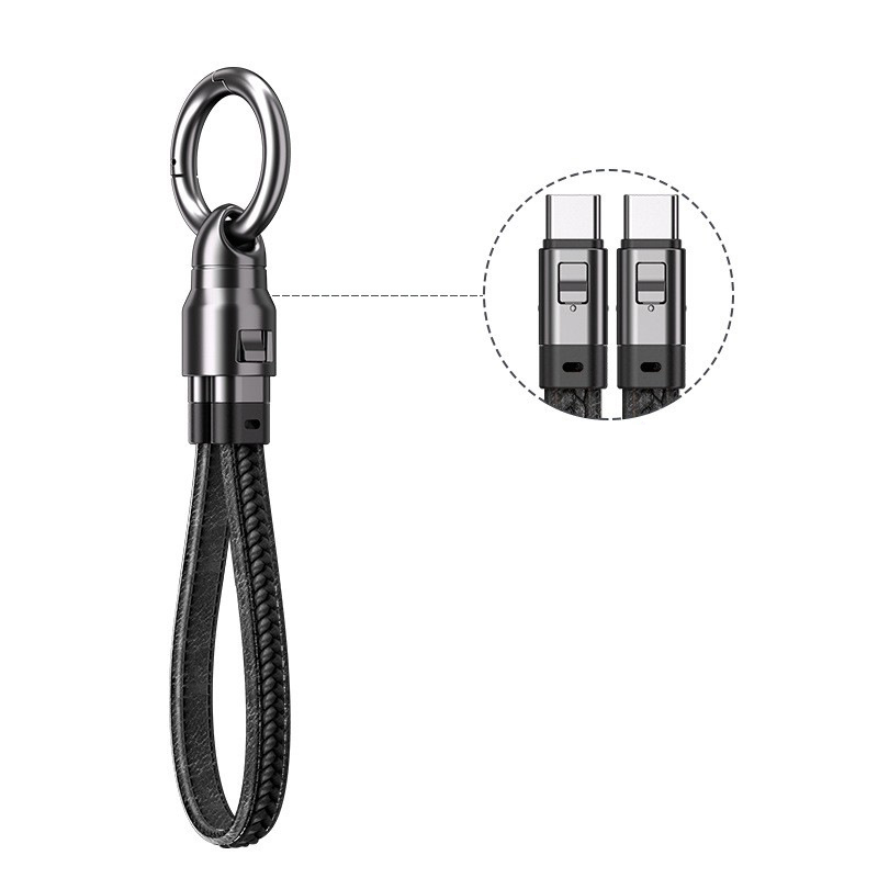 SIKAI Keychain Design 240W PD 3.0 Type-C to Type-C Fast Charging Data Cable for Laptop / Tablet / Phone - Black
