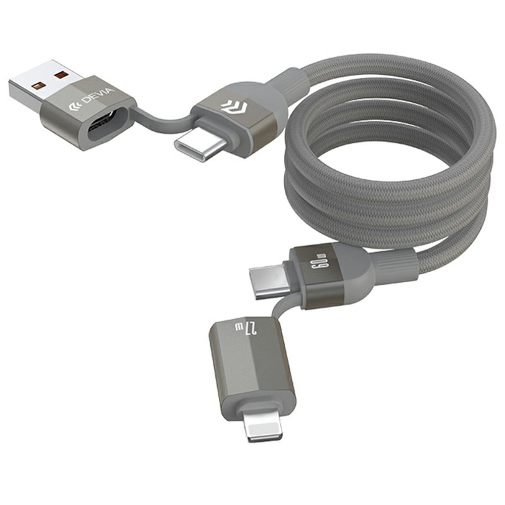 DEVIA EC655 1.2m Ultra 2 Multi Functions 4 in 1 Magnetic Fast Cable Data Cord - Titanium
