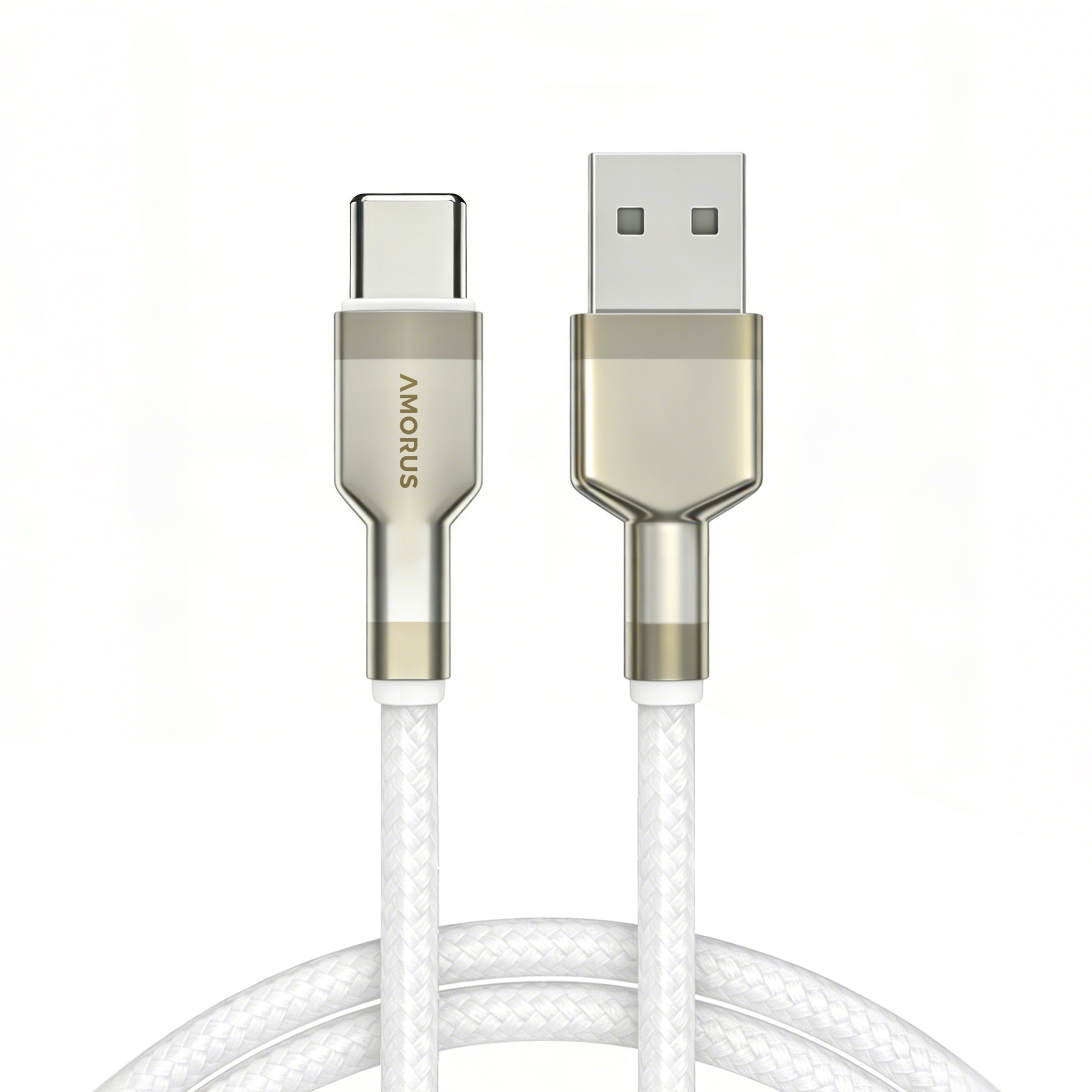 AMORUS 1m USB-A to USB-C 12W 2.4A Fast Charging Wire Nylon Braided Data Cable for Samsung / Huawei / Xiaomi