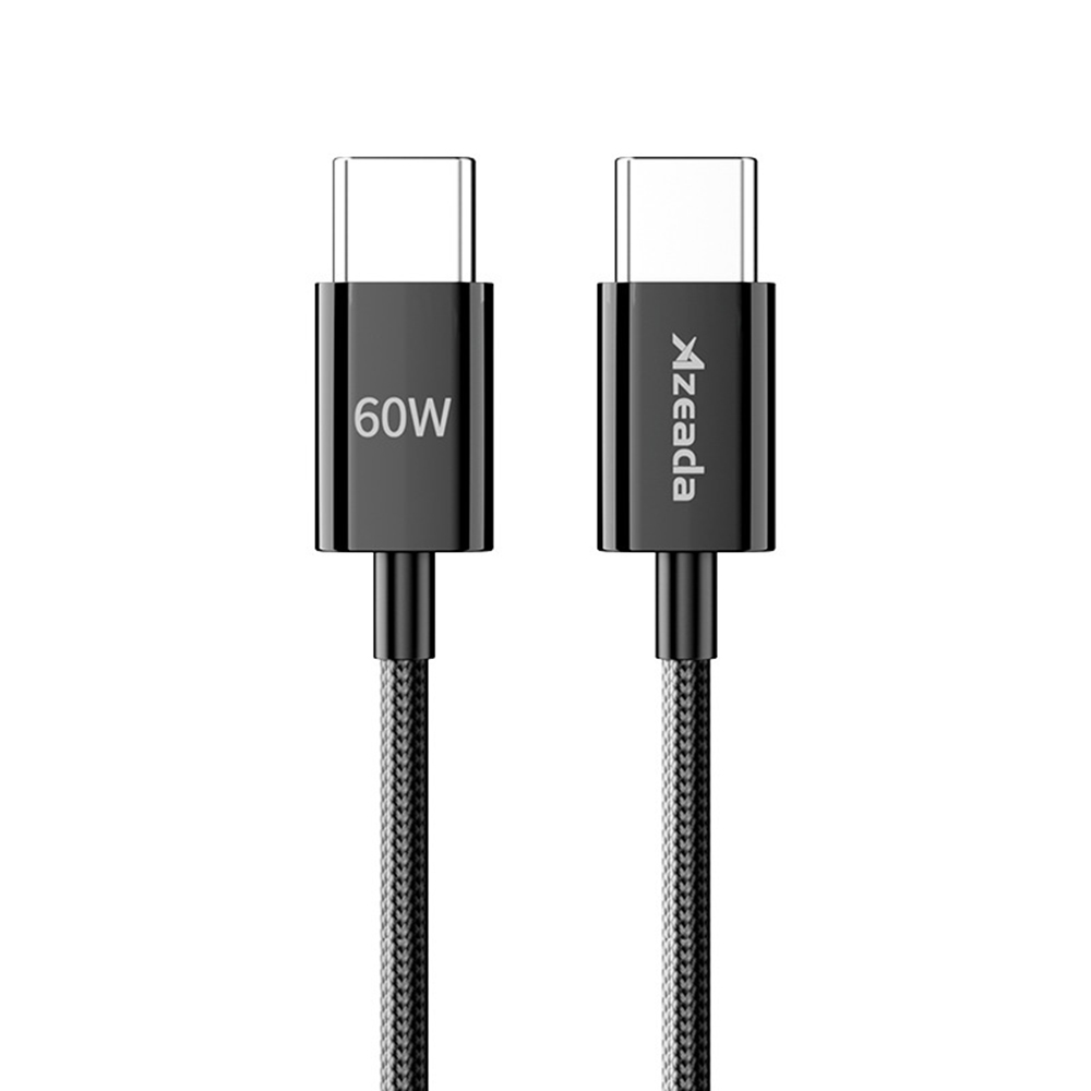 AZEADA AZ-B06a 1m USB-C to USB-C Data Cable 60W Fast Charging Wire for Samsung / Xiaomi / Google - Black