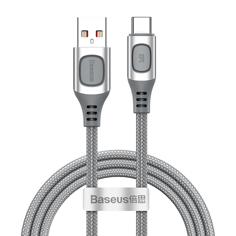 

BASEUS Flash Multiple Fast Charge Protocols Convertible USB for Type-C 5A 1m Fast Charging Cable - Silver, iPhone 12 mini