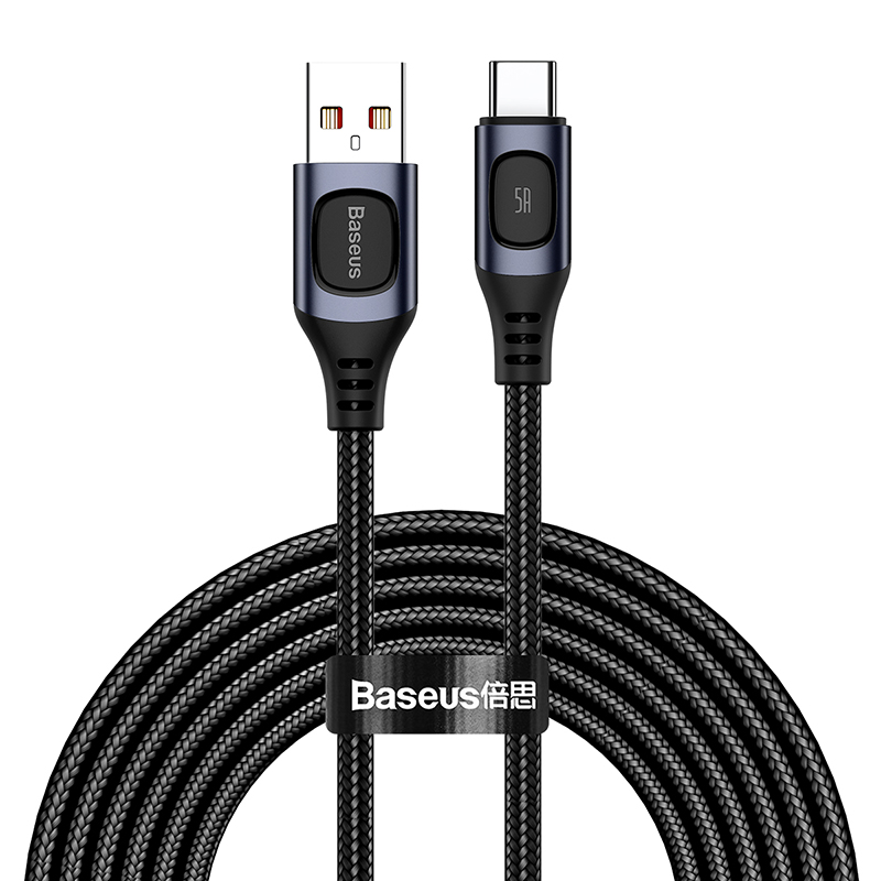 

BASEUS 2m Flash Multiple Fast Charge Protocols Convertible USB for Type-C 5A Fast Charging Cable - Black, iPhone 12 mini